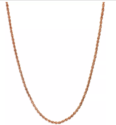 #ad 14k Solid Rose Gold Rope Chain Necklace 1.9mm Men#x27;s Women Sz 24quot; $399.00