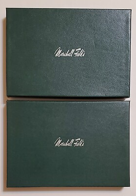 VINTAGE MARSHALL FIELD#x27;S GREEN JEWELRY GIFT BOX LOT of 2 CARDBOARD GIFT BOX $13.57