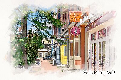 #ad Baltimore Fells Point watercolor Baltimore Canvas Baltimore wall art Inner H $34.99