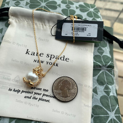 #ad NWT Kate ks Spade Dazzling Dragon Pearl Pendant Necklace W Dust bag $25.99