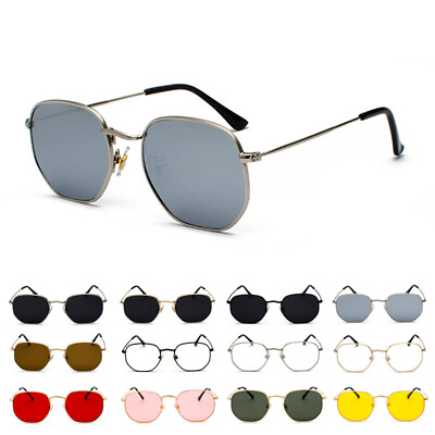 #ad Retro Hipster Sunglasses Men Women Geometric Square Vintage Metal Frame Glasses $9.99