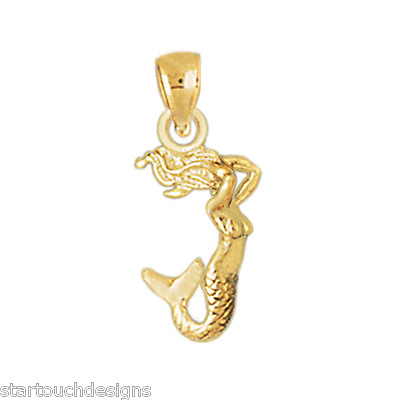#ad New 14k Gold Mermaid Pendant $109.99