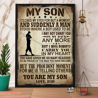 #ad Dad My Son I Closed My Eyes You Are My Son Gift For Son Paper Poster No Frame... $15.42