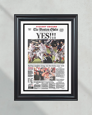 #ad 2004 Red Sox World Series Baseball Champions Framed Newspaper Cover Print Fenway $119.99