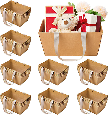#ad 48 Pack Empty Gift Baskets DIY Party Favor Kit with Handles 9.8 x 6.5 x 4.3 In $74.74