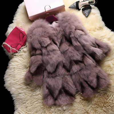 #ad Real Natural Fur Coat Women Fashion Three Quarter Sleeve Jacket Ladies Overcoat $372.44