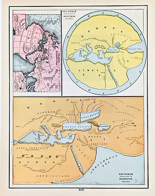 #ad 1898 Ancient World Maps Herodotus Descendants of Noah Libya Asia Africa ORIGINAL $20.00