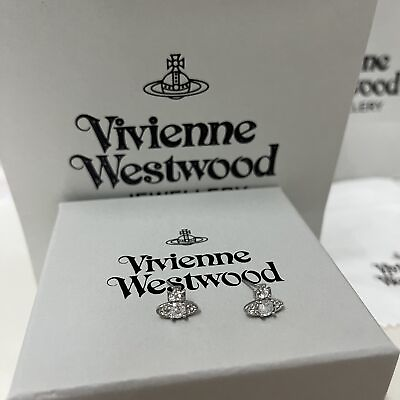 #ad Vivienne Westwood Silver Crystal Earrings Mini Earrings with Gift Box $22.99