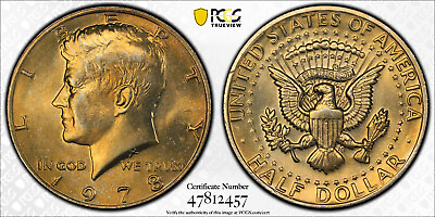 #ad 1978 50C TONED Gold John F. Kenndy Half Dollar PCGS MS65 Protected Gold Shield $60.00