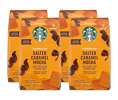 #ad #ad STARBUCKS Salted Caramel Mocha Flavored Ground Coffee 11oz 4PK FREE SHIP $19.75