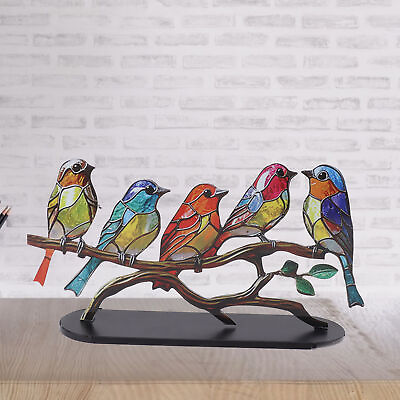 #ad Birds On Branch Desktop Ornaments Iron Double Painted Bird Ornament 5 $16.75