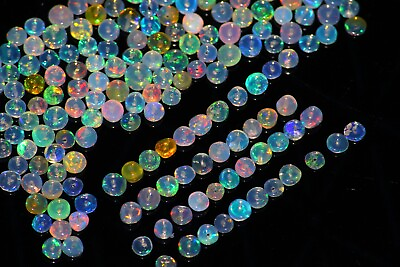 #ad 10 Pcs Natural Multi Flash Ethiopian Opal Beads 4 to 5 mm Welo Fire Opal Stone $9.50