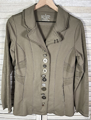 Neon Buddha Women#x27;s S Stretch Cotton Wearable Art Jacket Decorative Buttons $39.99