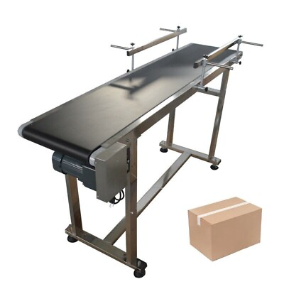 #ad 110V 59quot;*11.8quot; PVC Belt Conveyor Stainless Steel Body Speed Adjustable $612.75