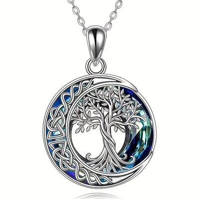 #ad #ad Fashion Women Tree Of Life Crystal Pendant Necklace Jewelry Blue Silvery Gift $9.98