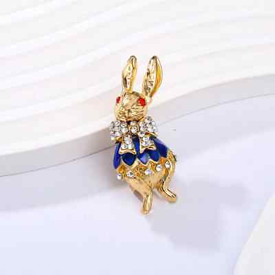 #ad #ad High end Personality Blue Enamel Bunny Brooch Luxury Cute Rabbit Animal Pin $5.39
