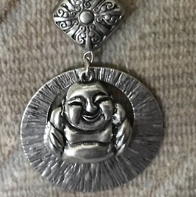 Pendant Buddha Necklace Silver Toned 30 in Trendy Fashion Lucky Jewelry Natural $8.66