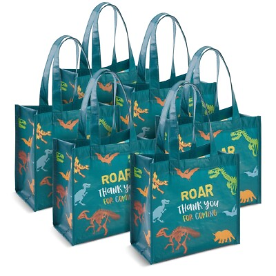 6 Pack Dinosaur Gift Bags for Kids Birthday Party Reusable Tote Bag 9x5.5quot; $13.99