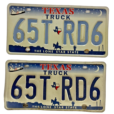 #ad Texas Truck Retired License Plate Pair 65T RD6 Lone Star State Garage 2000 $29.99