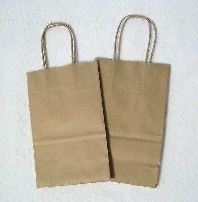#ad Paper Party Gift Bags with Handles Brown Lot of 2 $3.00