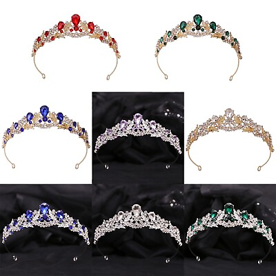 #ad 3.6cm Tall Crystal Wedding Bridal Queen Princess Prom Tiara Crown 8 Colours AU $16.50