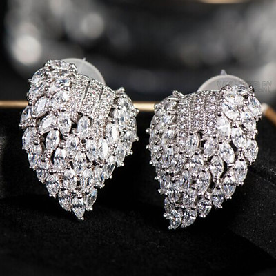Yayi jewelry Woman#x27;s Zirconia Long Ear Stud 925 Silver Filled lovers earrings $4.50
