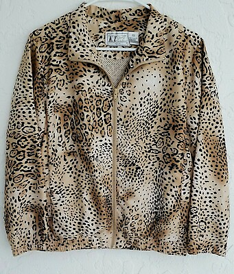 #ad Vintage KT GOLF Kenneth Tool Cheetah Print Golf Jacket Animal Print SZ PM *EUC* $24.99