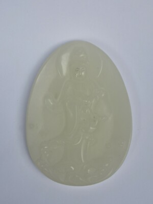 #ad Collection Old China Jade Hand Carving Avalokitesvara Statue Pendant Amulet Gift $58.00