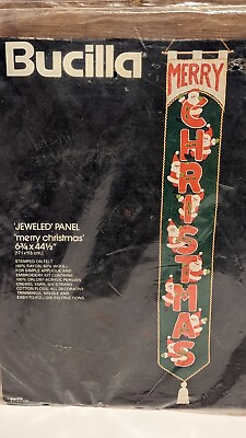 #ad Bucilla Merry Christmas Jeweled Panel Kit No 3596 Santa Craft NOS Seal New Vtg $49.98