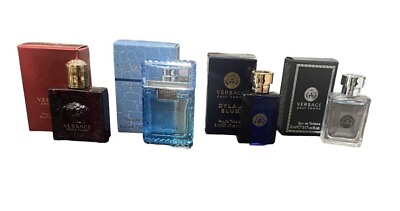 #ad Versace 4 pc Mini Gift Set for Men Eau Fraiche Blue Pour Homme Eros Flame NIB $39.99