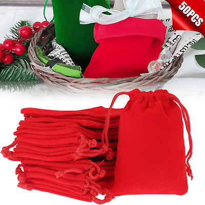 50Pcs Jewelry Pouch Small Velvet Drawstring Gift Bags Storage for Wedding Party $12.48