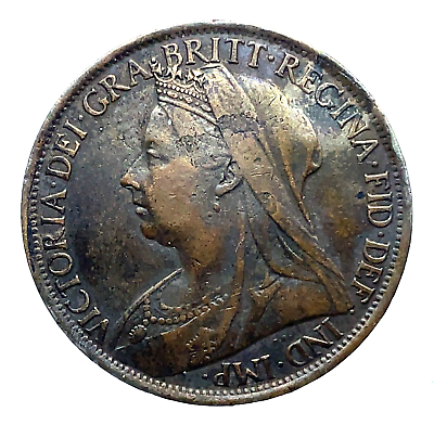 #ad Great Britain Victoria Bronze 1895 1 Penny XF AU KM # 790 $74.95