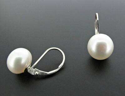 #ad Silver leverback earrings with 8 mm white pearls GBP 10.80