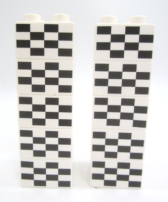 #ad Lego Duplo 10 WHITE BLACK CHECKERED RACE RACING BRICKS Printed Block 2x2 $12.54