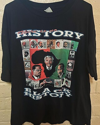 #ad Vintage Black History Shirt Mens Large Black Double sided Graphic Short Sleeve $100.00