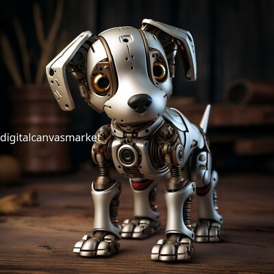 #ad Digital Image Picture Photo Wallpaper Background Robot Dog Art $0.99