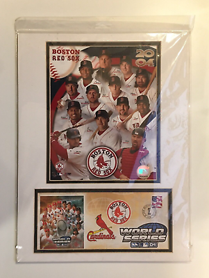 #ad 2004 Red Sox World Series Matted Photograph w stamp USPS Sealed US Seller $10.92