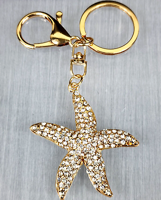 #ad #ad Star Fish Crystal Rhinestone Key Chain Key Ring Jewelry Charm Bling Bling Gift C $10.89