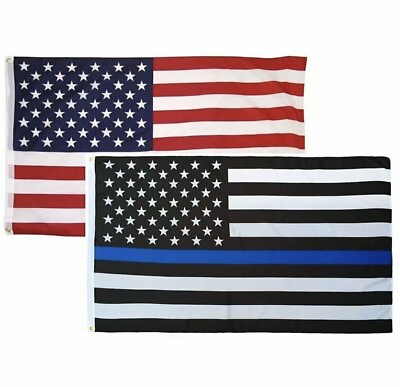#ad 3#x27;x5#x27; Thin Blue Line Police Lives Matter Law Enforcement American USA US Flag $13.45