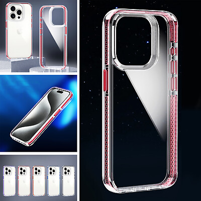 #ad For iPhone 15 Pro Max 14 13 Crystal Clear Case Color Frame Non Yellow Thin Cover $10.99