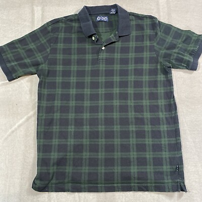 #ad Chaps Ralph Polo Shirt Mens Large Blue Green Tartan Plaid Short Sleeve Checkered $9.47