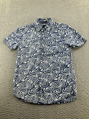 #ad American Eagle Seriously Soft Shirt Mens Small Blue Floral Short Sleeve Button $7.59