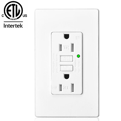 #ad GFI GFCI Outlet 15 Amp Ground Fault Circuit Interrupter TR WR with Wall Plate US $8.21