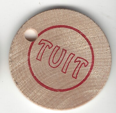 #ad RED TUIT Do It When You Get Around To It KEYCHAIN HOLE Token Wooden Nickel $3.95