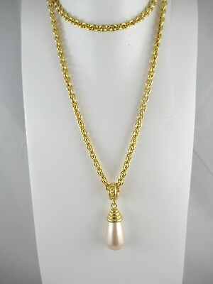 #ad Premier Designs Gold Tone and Imitation Pearl Pendant Necklace 32quot; $15.00