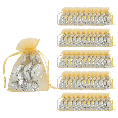 Mini Gold Organza Drawstring Treat Bags Party Supplies 50 Pieces $17.69