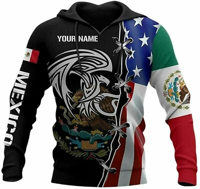 #ad Personalized Name Mexico Half USA Eagle Mexican Hoodie 3D Us Size Best Price $36.08