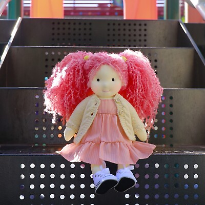 #ad BlissfulPixie Handmade Waldorf Dolls Easter Gifts Soft Dolls Rag Pink Caroline $119.00
