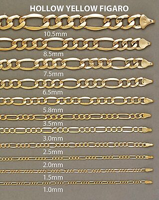 #ad Genuine 18K Yellow Gold Filled Italian Figaro Chain Necklace Many Width Length $26.99