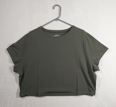 #ad Wild Fable Womens Plus Value Crew Neck Crop Tee Olive Green or White Size 1X 3X $8.98